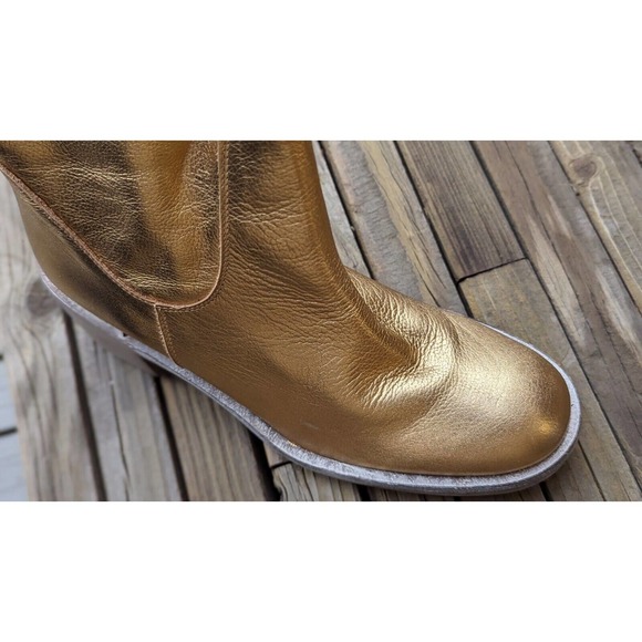 Free People Womens Shoes Metallic Gold Essential Tall Slouch Boots Size 7 - Picture 5 of 8